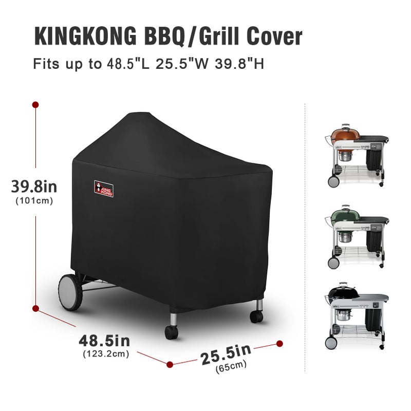 Kingkong 7152 Grill Cover for Weber Performer Charcoal Grills, 22-Inch (Compared to Weber 7152) including Stainless Steel Brush and Tongs - Image 2